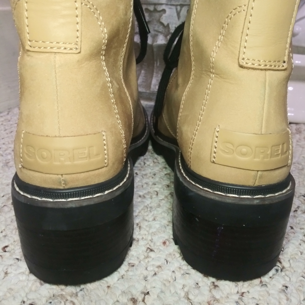 Sorel Joan Now Caribou Buff & Black Color Waterproof Leather Lace-Up Boots - Picture 8 of 12